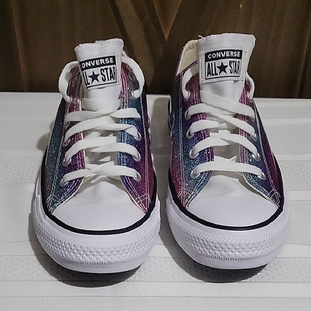 Converse All Star Women's Low Top Sneakers - Purple Blue Glitter